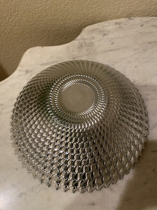Peacock green glass and silver art bowl|50560