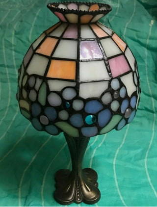 PartyLite Tealight Lamp Hydrangea Tiffany Style Stain Glass Shade Retired #62 VV MTS|90543