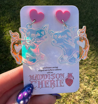 Two Headed Calf Earrings Iridescent MTS|95028