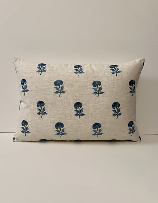 14x21 embroidered blue flower pillow|52335
