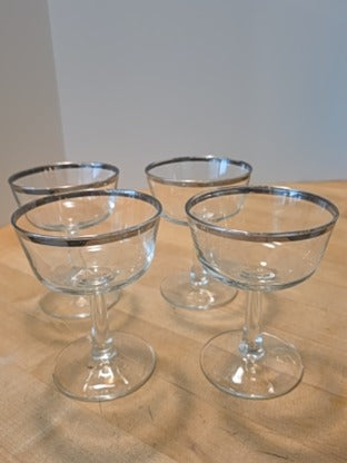 RF 4x Crystal D'Arques FRANCE Coupe Glasses *as is