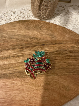 Christmas Bell Pin/ Brooch-  red / green|137528