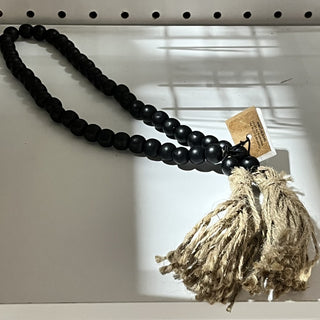 28” Black Wood Bead Garland With Tassel RSV|112602