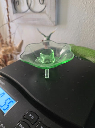 Vintage 1930s uranium glass candle holder|111054