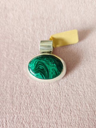 sterling silver malachite pendant RSV|82497