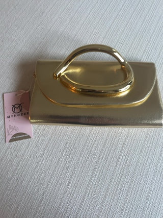MyHozee gold clutch bag with gold chain new