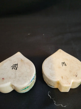 Vintage Pair Heart Shaped Hand Painted Ashtrays RCD