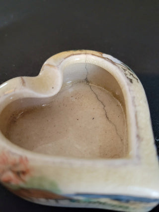 Vintage Pair Heart Shaped Hand Painted Ashtrays RCD