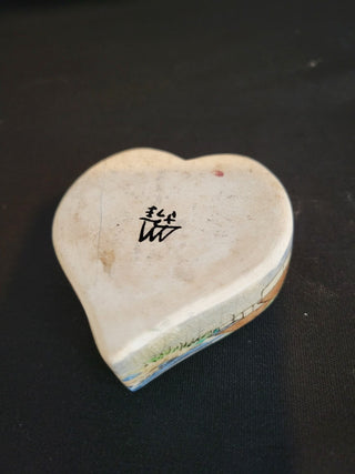 Vintage Pair Heart Shaped Hand Painted Ashtrays RCD