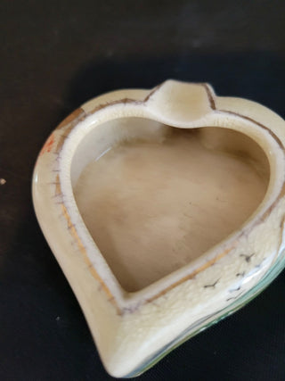 Vintage Pair Heart Shaped Hand Painted Ashtrays RCD