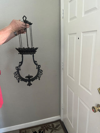 Antique Victorian Cast Iron Hanging Candle Holder|98861