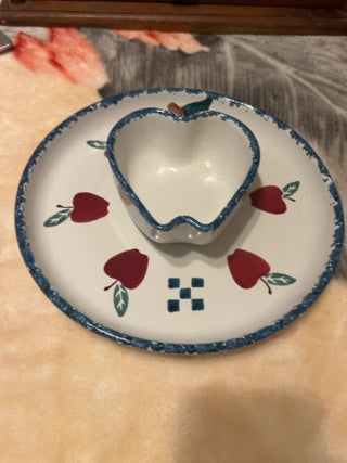 vintage Chaparral Pottery Apple Chip and Dip Platter