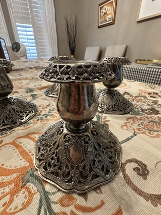 Forbes Silver Plated Filigree Candle Holder circa 1930 MTS|106851