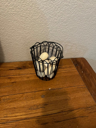 Black Wire Basket With Eggs RCD