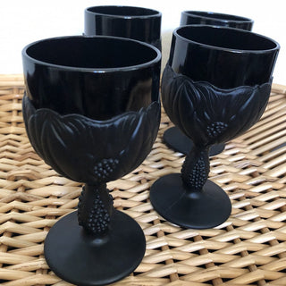 Vtg Black Opaline Trianon Goblet RSV