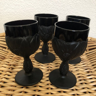 Vtg Black Opaline Trianon Goblet RSV
