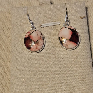 .925 rose dahlia turquoise dangle earrings