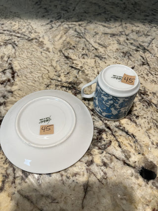 Vintage Blue Gold Paisley Demitasse Turkish Coffee/Espresso Cup & Saucer (45) RCD