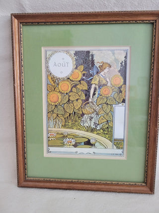 7-1/2x9-1/2" Framed Art Nouveau Copy "Aout" RCD
