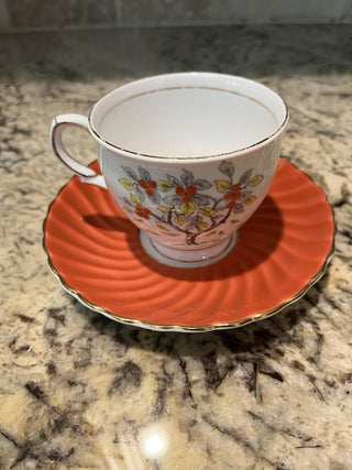 Aynsley England Orange Saucer with T&K Russet Tea Cup (47) RCD|72291