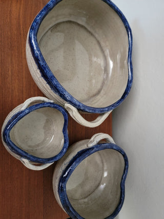 Handmade ceramic heart nesting bowls 3 piece RCD