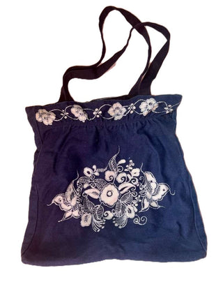 Dark Blue and White Batik Tote Bag|112955