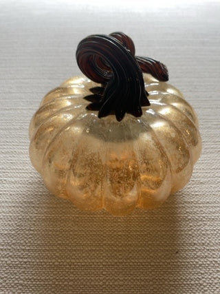 Amber colored  glass pumpkin Brown stalk
