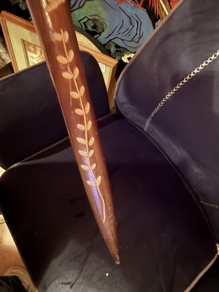 Vintage Jamaican Wooden Cane Snake fangs Walking Stick Bunny carved 45" #62 VV MTS