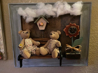 DM: Two bear friends sitting on park bench