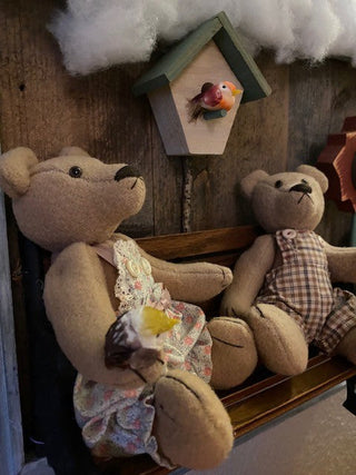 DM: Two bear friends sitting on park bench