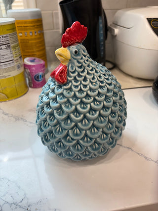 Rooster, fat, round, teal colored 9" RCD|120806