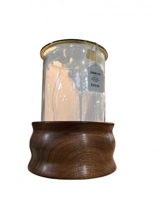 Hardwood Candle stand w/ glass