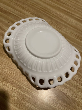 8" Fostoria Randolph Milk Glass White Nappy Dish--SP RCD