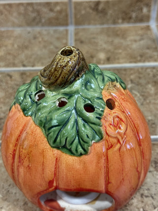 Jack O' Lantern Ceramic Pumpkin Tea Light Holder RCD|112760