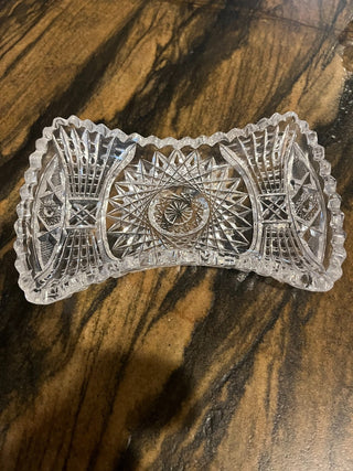 Crystal Etched Glass Bow Dish RSV