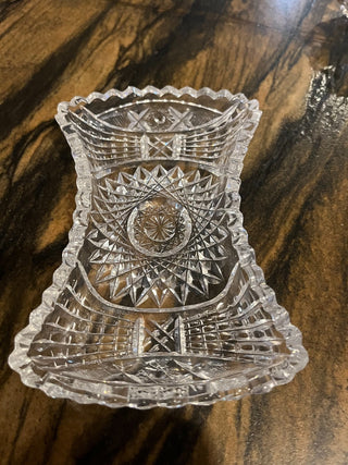 Crystal Etched Glass Bow Dish RSV