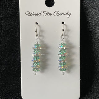 earrings, margarita beads green & ab RSV