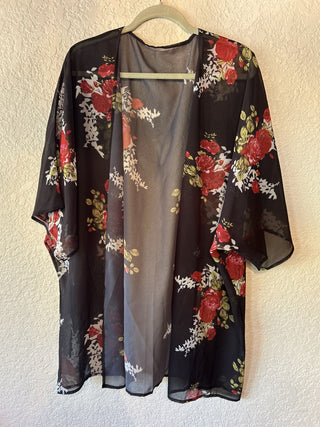 12F Black Rose Kimono Swim Cover O/S MTS|65078