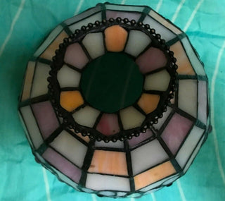 PartyLite Tealight Lamp Hydrangea Tiffany Style Stain Glass Shade Retired #62 VV MTS|90545