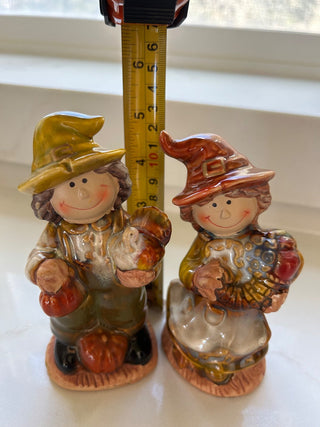 Momoentum Brand Pilgrim Figurine Farmer Boy&Girl,Set of 2