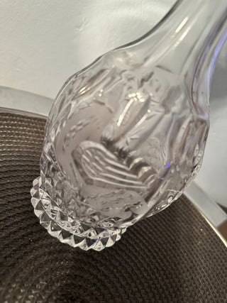 Vintage Etched Glass Decanter Birds: B MTS