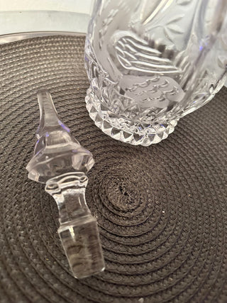 Vintage Etched Glass Decanter Birds: B MTS