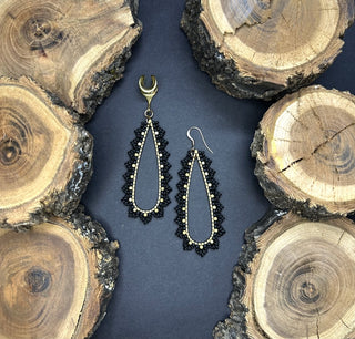 Beaded brass teardrop black/brass|42088