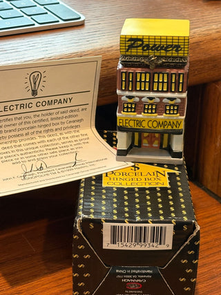 Vtg. Monopoly 'Electric Co.', hinged trinket box 3.25"