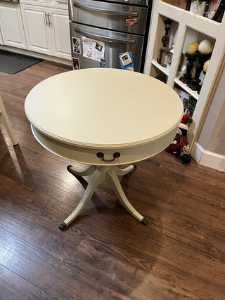 Mid Century Modern Mersman Round Drum Table Chalk Painted RCD|132577