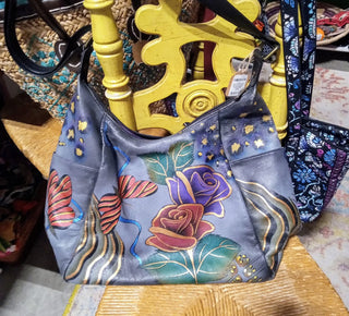 MW Anuschka Hand Painted Purse with Rose MTS|98286