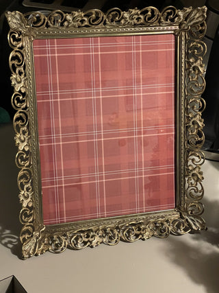Vtg Hollywood Reg Gold Metal Pierced 8"x10" Frame--SP MTS