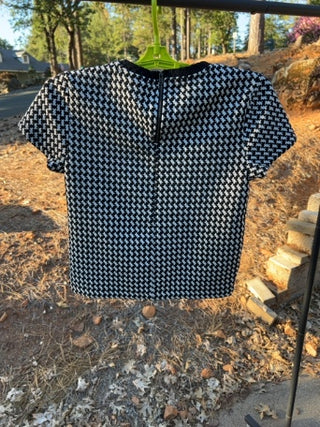 JP ATTENTION BLACK AND WHITE HOUNDSTOOTH TOP SIZE XS