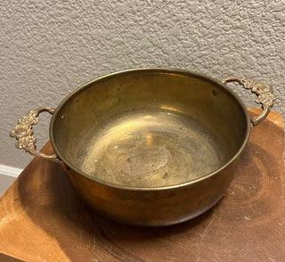Vintage brass floral handle bowl RSV|103289