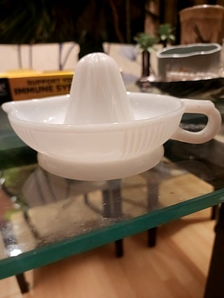 Vtg Milk glass Juicer